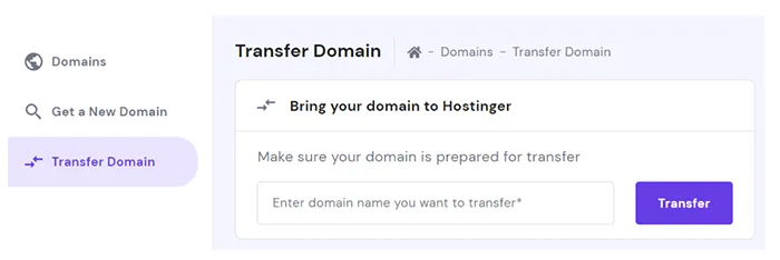 How to Transfer Domain from GoDaddy to Hostinger: Step 3 - Initiate the transfer with Hostinger